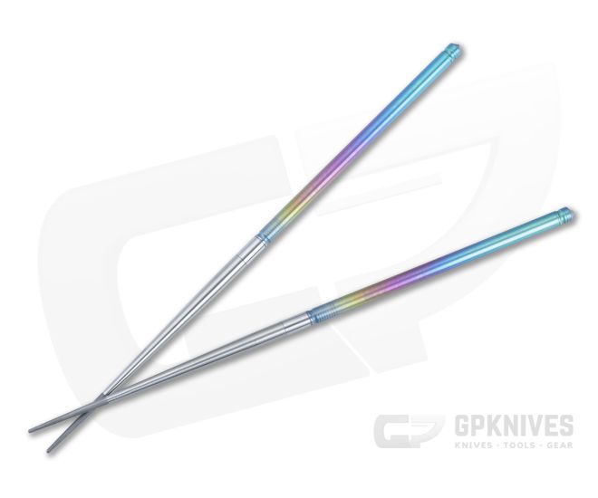 Foltsum 2-Piece Chopsticks Rainbow Anodized and Satin Titanium 011 - FLM-011