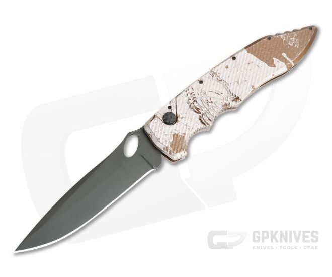 Piranha P11 Predator Mini Tactical PVD S30V Desert Camo Button Lock Automatic - PRN-11CT