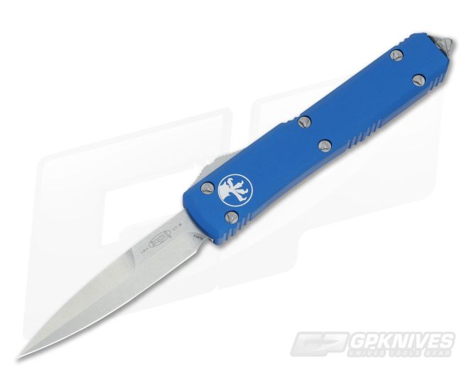 Microtech Ultratech Blue CC Stonewash Bayonet OTF Automatic Knife 120-10CCBL - MT-120-10CCBL