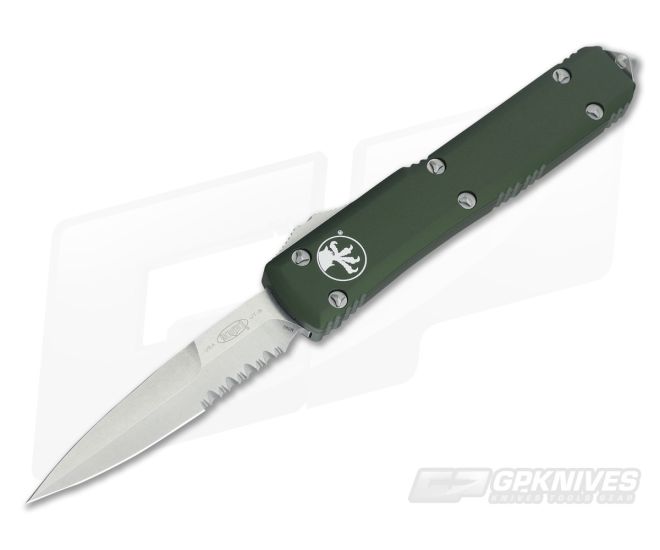 Microtech Ultratech OD CC Serrated Stonewash Bayonet OTF Automatic Knife 120-11CCOD - MT-120-11CCOD