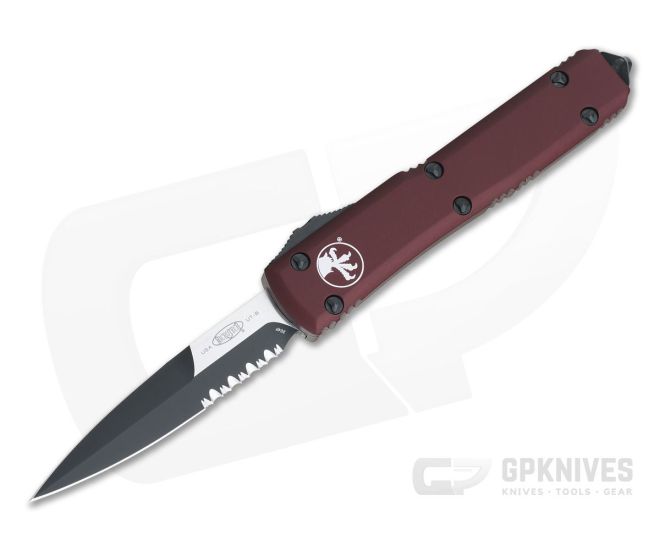 Microtech Ultratech Merlot Two-Tone 204P Serrated Bayonet OTF Automatic Knife 120-2MR - MT-120-2CCMR-204P