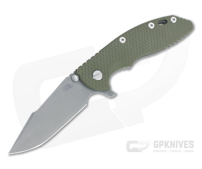 Hinderer XM-18 3.5" Skinny Harpoon Spanto Working Finish 20CV OD Green G10 Tri-Way Flipper 1202 - HK-1202