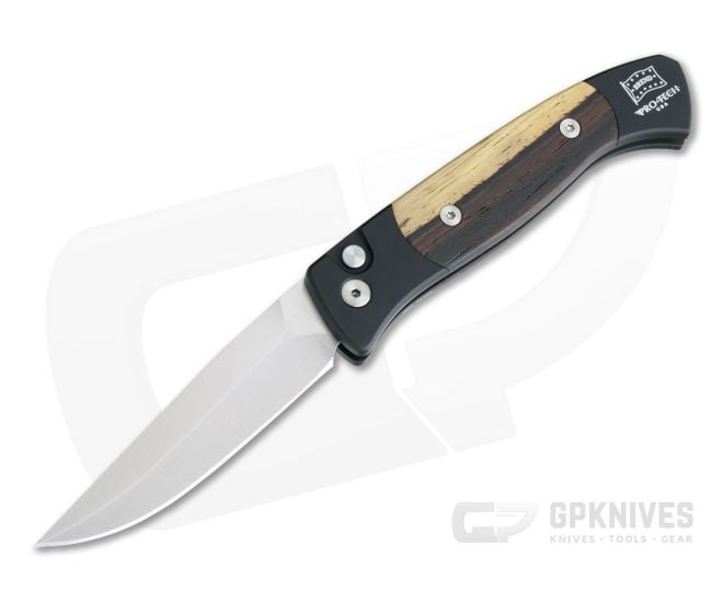 Protech Knives Small Brend 2 Auto Cocobolo Wood Inlays Black Automatic Satin Blade 1206-C - PT-1206-C