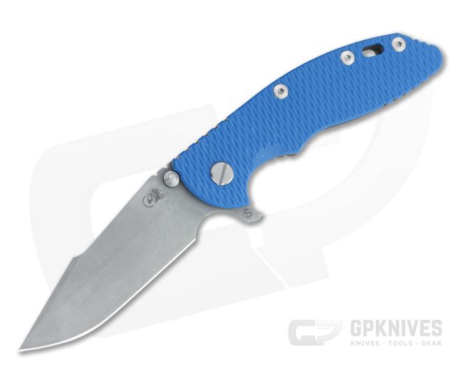 Hinderer XM-18 3.5" Skinny Harpoon Spanto Working Finish 20CV Blue G10 Battle Bronze Tri-Way Flipper 1207 - HK-1207