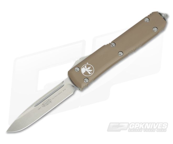 Microtech Ultratech Tan CC Stonewash M390 Drop Point OTF Automatic Knife 121-10CCTA - MT-121-10CCTA-M390