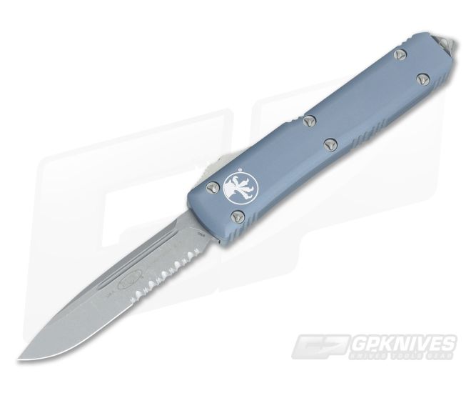 Microtech Ultratech Gray CC Apocalyptic Serrated Drop Point OTF Automatic Knife 121-11CCAPGY - MT-121-11CCAPGY