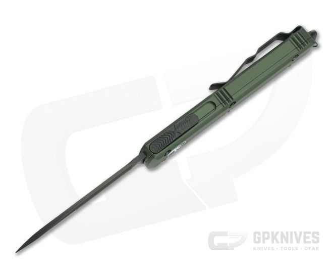 Microtech Ultratech OD Green CC Drop Point Black DLC M390 OTF Automatic Knife 121-1DLCTOD - MT-121-1CCDLCTOD-M390