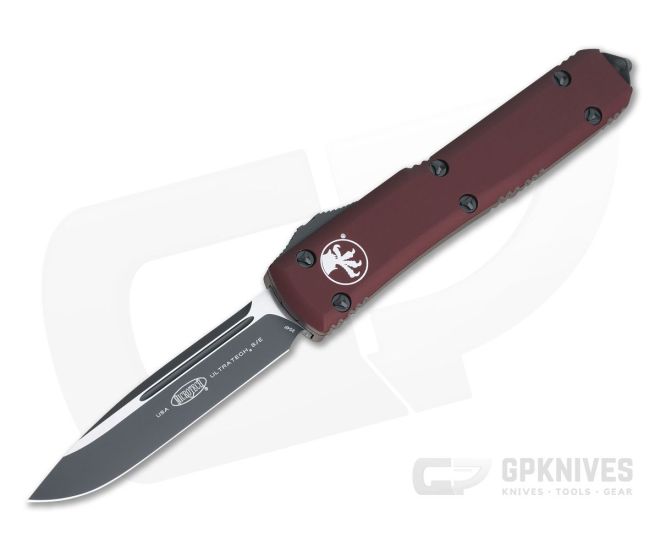 Microtech Ultratech Merlot S/E Black 204P Drop Point OTF Automatic Knife 121-1MR - MT-121-1MR-204P