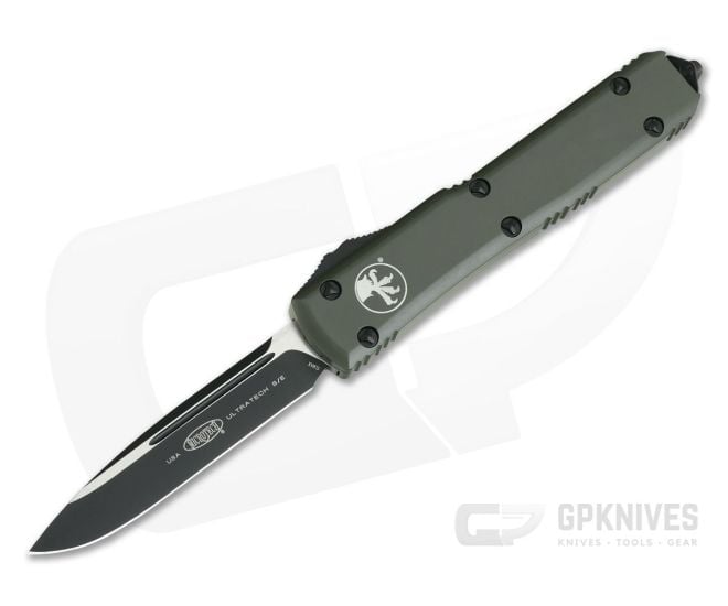 Microtech Ultratech OD Green CC Black Elmax Drop Point OTF Automatic 121-1OD - MT-121-1CCOD-ELMAX