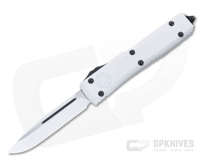 Microtech Ultratech Signature Series OTF Stormtrooper White Aluminum Handle White Drop Point Blade 121-1STD - MT-121-1STD