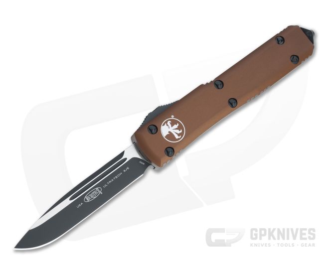Microtech Ultratech S/E Black M390 Drop Point Tan OTF Automatic Knife 121-1TA - MT-121-1TA