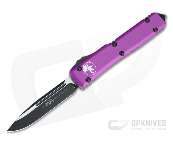 Microtech Ultratech S/E Drop Point Black M390 Violet OTF Automatic Knife 121-1VI - MT-121-1VI