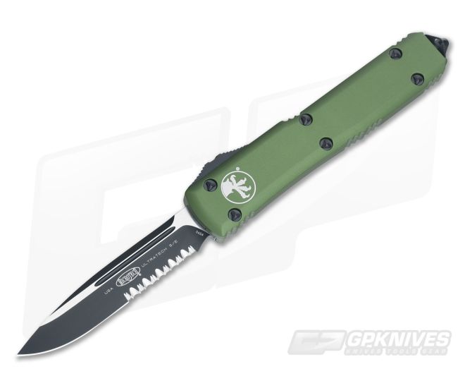 Microtech Ultratech OD Green CC Serrated Drop Point OTF Automatic Knife 121-2CCOD - MT-121-2CCOD