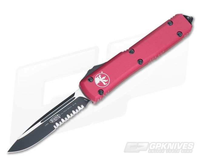 Microtech Ultratech Red CC Serrated Drop Point OTF Automatic Knife 121-2CCRD - MT-121-2CCRD