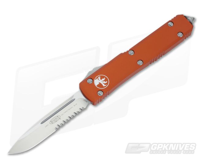 Microtech Ultratech Orange CC Serrated Drop Point OTF Automatic Knife 121-5CCOR - MT-121-5CCOR