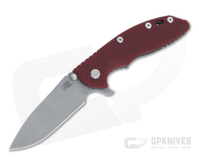 Hinderer Knives XM-18 3.5" Slicer Working Finish 20CV Red G10 Battle Bronze Ti Tri-Way Flipper 1215 - HK-1215