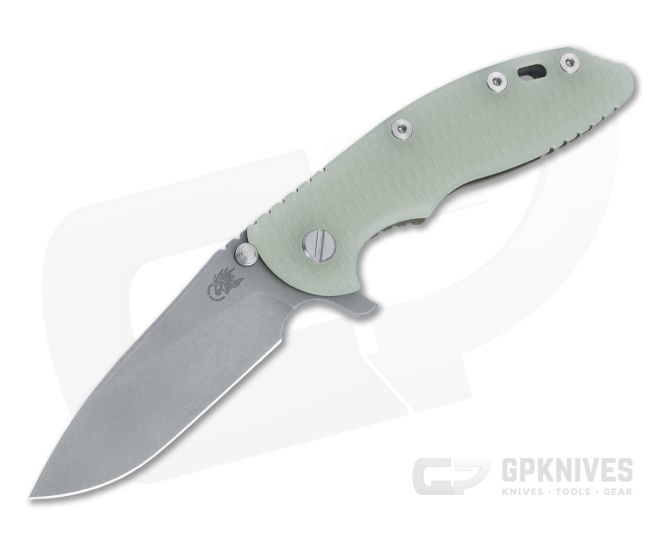 Hinderer Knives XM-18 3.5" Slicer Working Finish 20CV Translucent G10 Battle Bronze Ti Tri-Way Flipper 1216 - HK-1216