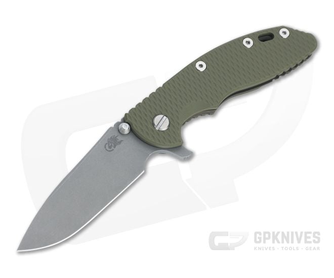 Hinderer Knives XM-18 3.5" Slicer Working Finish 20CV OD Green G10 Battle Bronze Ti Tri-Way Flipper 1219 - HK-1219