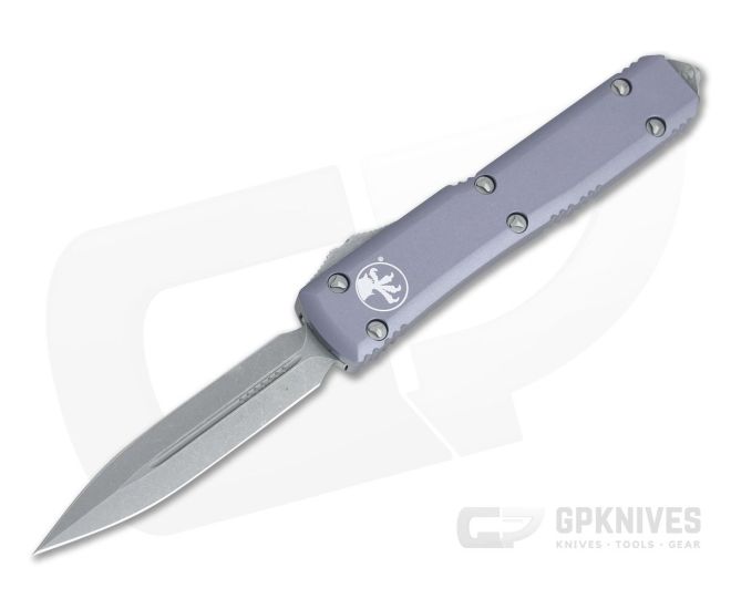Microtech Ultratech D/E Apocalyptic 204P Double Edge Gray OTF Automatic Knife 122-10APGY - MT-122-10APGY-204P