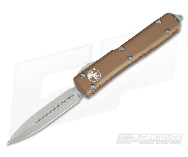 Microtech Ultratech D/E CC Tan Stonewash M390 Double Edge OTF Automatic Knife 122-10TA - MT-122-10CCTA-M390