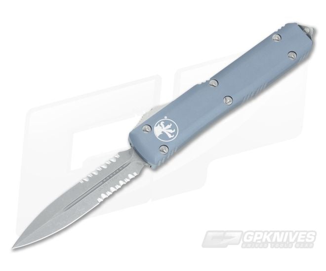 Microtech Ultratech Gray CC Apocalyptic Serrated Double Edge OTF Automatic Knife 122-11CCAPGY - MT-122-11CCAPGY