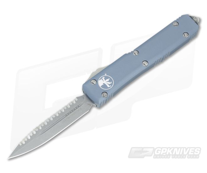 Microtech Ultratech Gray CC Apocalyptic Full Serrated Double Edge OTF Automatic Knife 122-12CCAPGY - MT-122-12CCAPGY