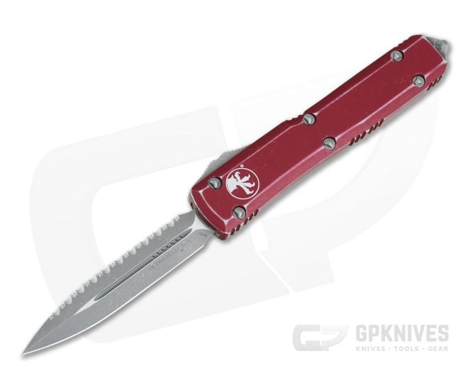 Microtech Ultratech Distressed Red CC D/E Apocalyptic M390 Full Serrated OTF Automatic Knife 122-12DRD - MT-122-12CCDRD-M390