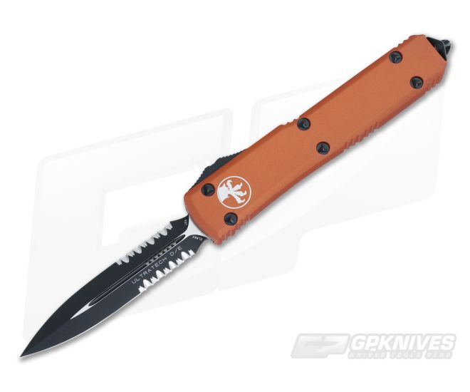Microtech Ultratech Orange CC Serrated Double Edge OTF Automatic Knife 122-2CCOR - MT-122-2CCOR