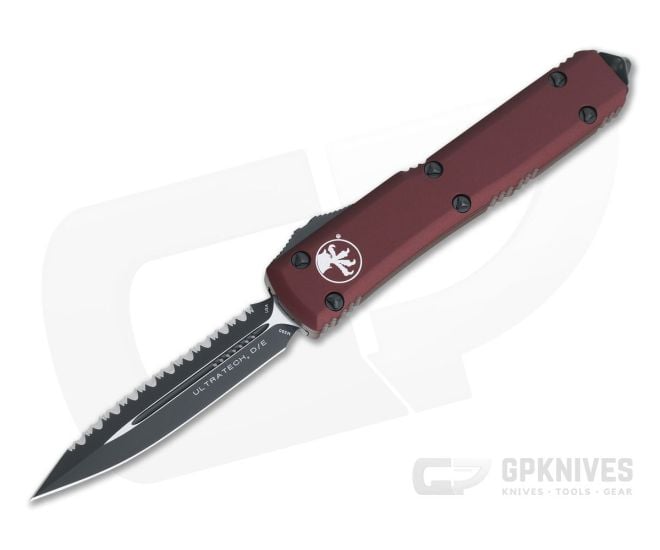 Microtech Ultratech D/E Merlot Double Edge Full Serrated M390 OTF Automatic Knife 122-3MR - MT-122-3CCMR-M390