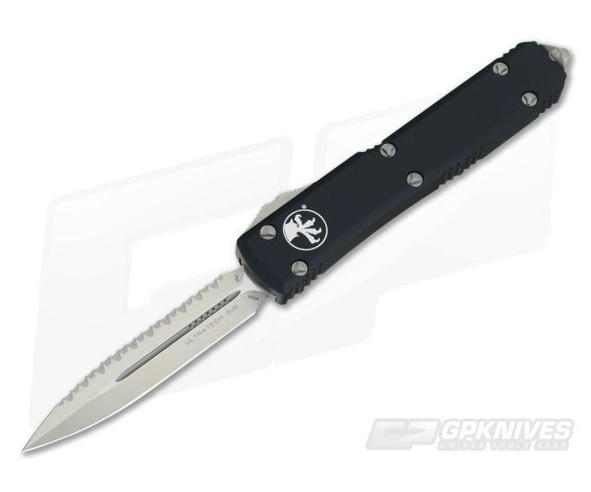 Microtech Ultratech D/E Satin Full Serrated M390 Double Edge OTF Automatic 122-6 - MT-122-6-M390