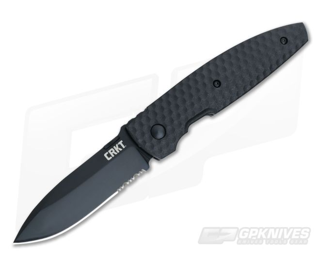 CRKT Aux Folder Black Serrated Tactical Burnley Design 1221K - CRKT-1221K