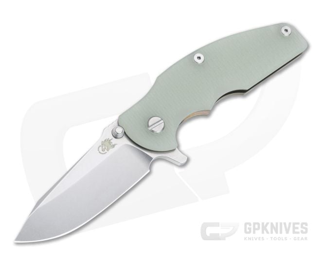 Hinderer Knives Jurassic Spear Point Stonewashed 20CV Translucent G10 Bronze Tri-Way Pivot Flipper 1222 - HK-1222