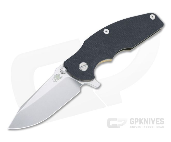 Hinderer Knives Jurassic Spear Point Stonewashed 20CV Black G10 Bronze Tri-Way Pivot Flipper 1223 - HK-1223