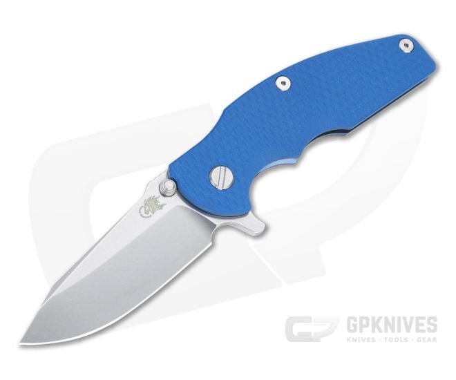 Hinderer Knives Jurassic Spear Point Stonewashed 20CV Blue G10 Blue Tri-Way Pivot Flipper 1224 - HK-1224