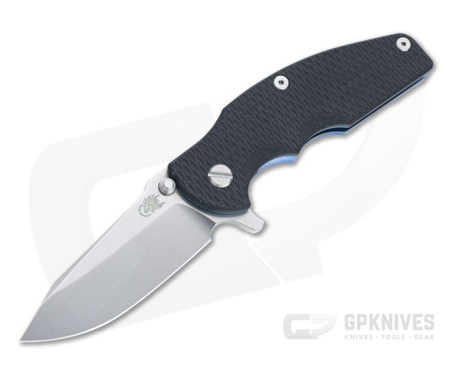 Hinderer Knives Jurassic Spear Point 20CV Black G10 Stonewashed Blue Tri-Way Pivot Flipper 1228 - HK-1228
