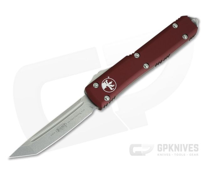 Microtech Ultratech Stonewashed M390 Tanto Merlot OTF Automatic Knife 123-10MR - MT-123-10MR