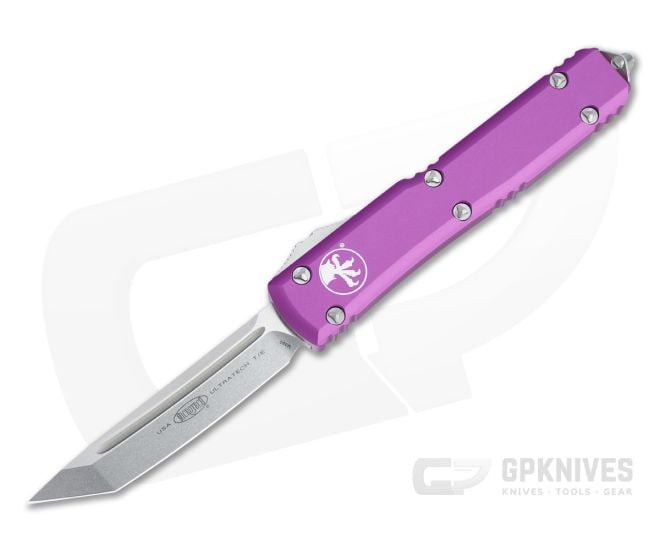 Microtech Ultratech T/E Stonewashed M390 Tanto Violet OTF Automatic Knife 123-10VI - MT-123-10VI