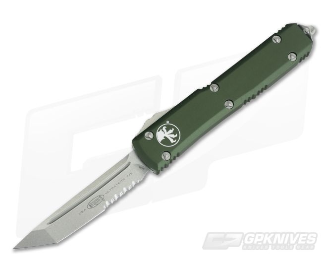 Microtech Ultratech T/E Contoured OD Green Stonewash Serrated M390 Tanto OTF Automatic 123-11CCOD - MT-123-11CCOD-M390
