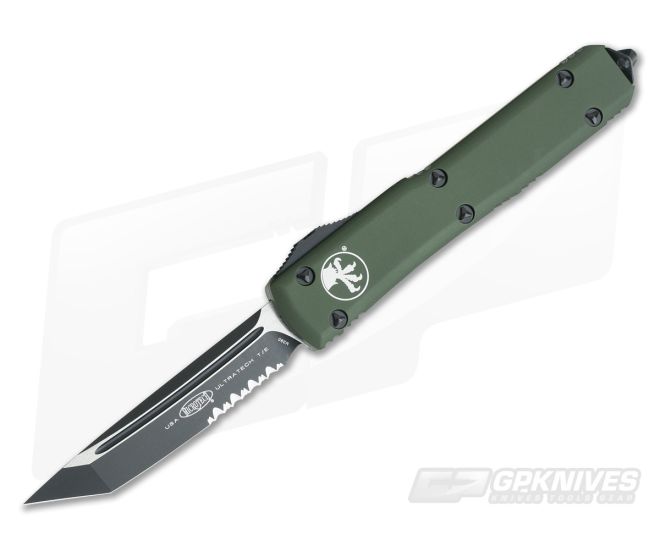 Microtech Ultratech T/E Contoured OD Green Serrated Two-Tone M390 Tanto OTF Automatic Knife 123-2CCOD - MT-123-2CCOD-M390