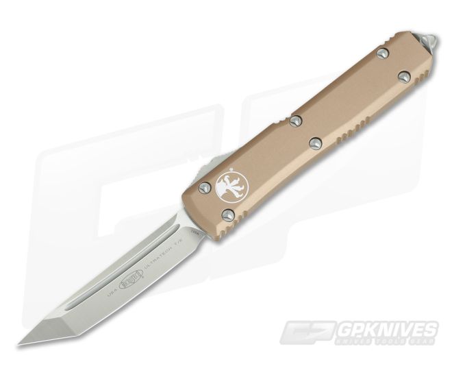 Microtech Ultratech Tan CC Satin Tanto OTF Automatic Knife 123-4CCTA-M390 - MT-123-4CCTA-M390