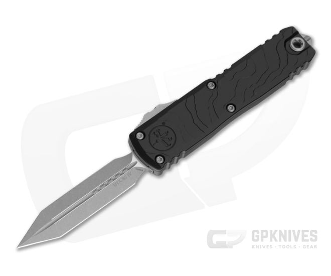 Microtech UTX-85 Gen IV Spartan Topographic Deep Engraved Black Aluminum M390MK Apocalyptic OTF Automatic Knife (3.12" Blade) 12304TP-10AP - MT-12304TP-10AP