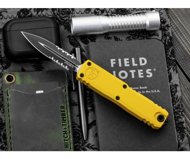 Microtech UTX-85 D/E Gen IV - Yellow Part Serrated 12324-2YW