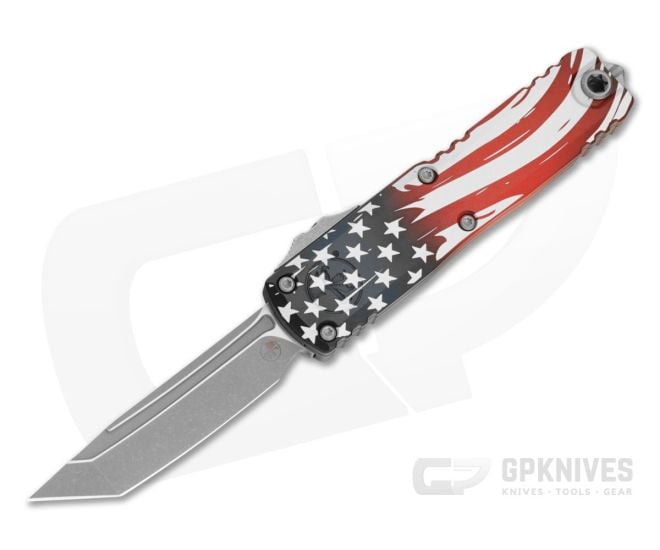 Microtech Signature Series UTX-85 Gen IV T/E Tanto Edge 250th Anniversary USA Flag M390MK Apocalyptic OTF Automatic Knife (3.12" Blade) 12334-10APS-4J250 - MT-12334-10APS-4J250