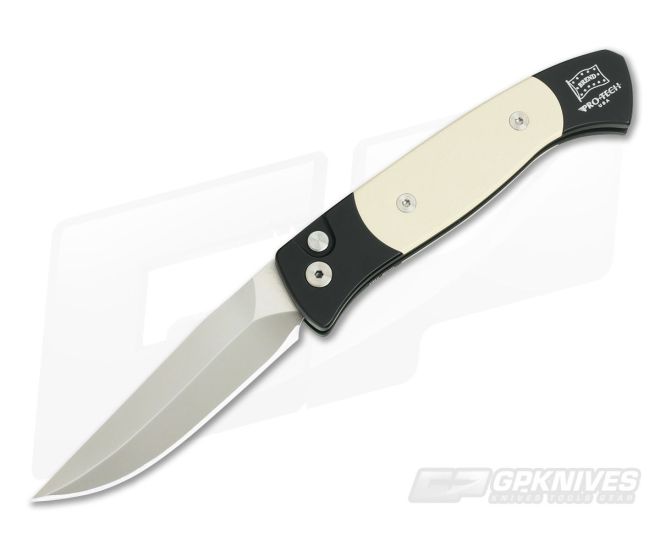 Protech Knives Small Brend 2 "Tuxedo" Ivory Micarta Inlaid Automatic Satin Blade 1251 - PT-1251