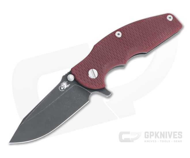 Hinderer Jurassic Spear Point Battle Black DLC 20CV Red G10 Tri-Way Flipper 1251 - HK-1251