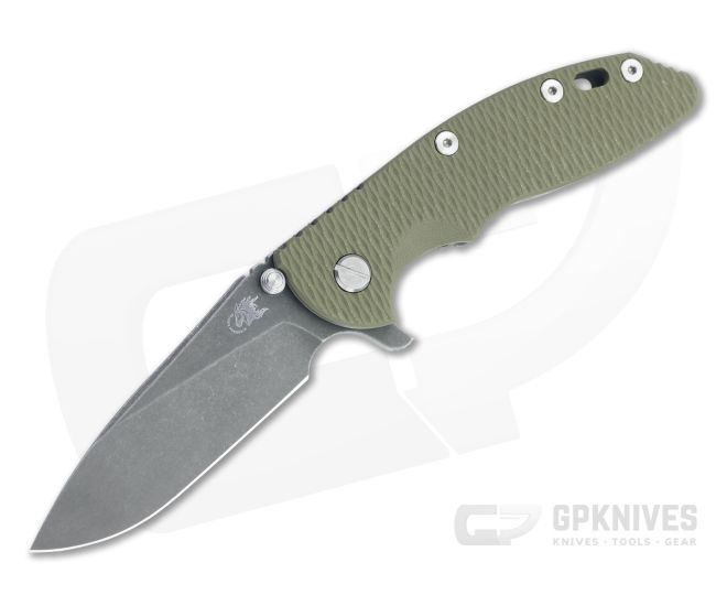 Hinderer XM-18 3.5" Slicer Battle Black DLC 20CV OD Green G10 Tri-Way Flipper 1253 - HK-1253