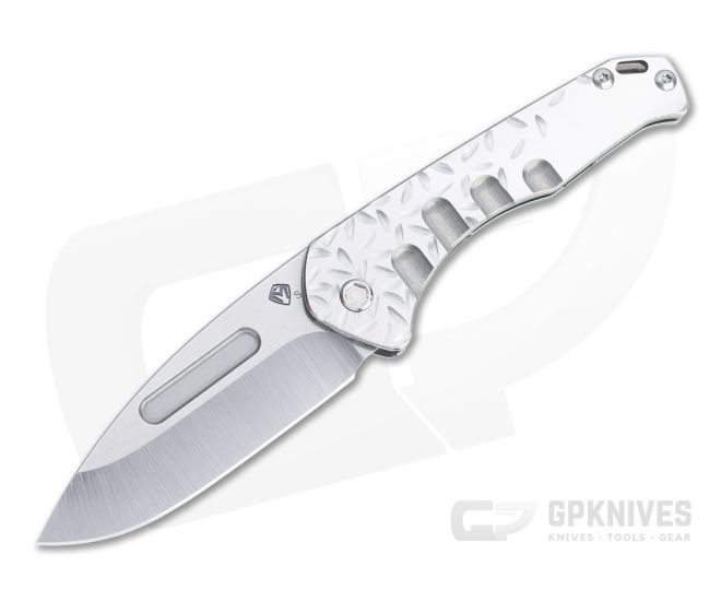 Medford Praetorian Slim Drop Point Tumbled S35VN Faced Silver Falling Leaf Titanium Folder - MKT-125