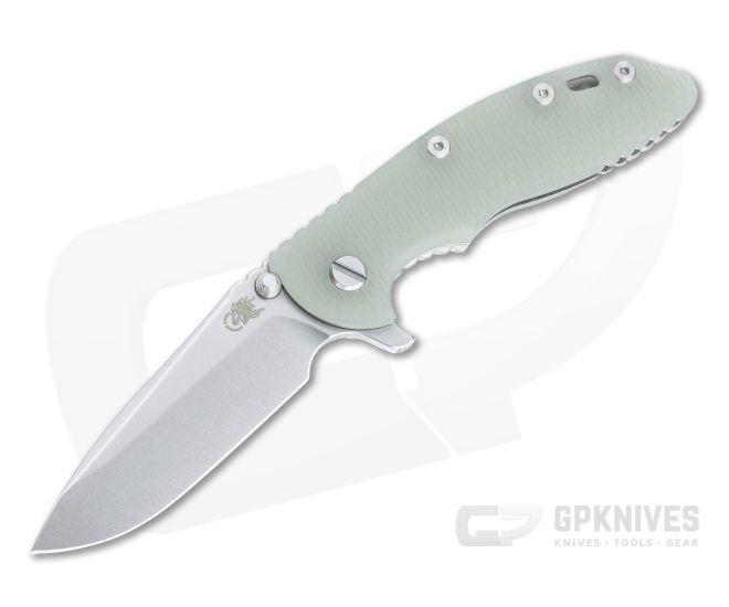 Hinderer XM-18 3.5" Spear Point Stonewashed 20CV Translucent Green G10 Tri-Way Flipper 1261 - HK-1261
