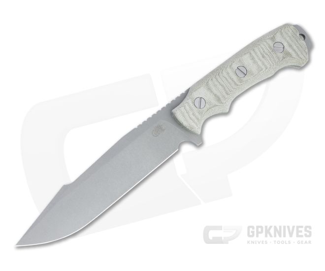 Hinderer Knives Fieldtac 6" Harpoon Spearpoint Working Finish Nitro-V Green Micarta Fixed Blade 1269 - HK-1269
