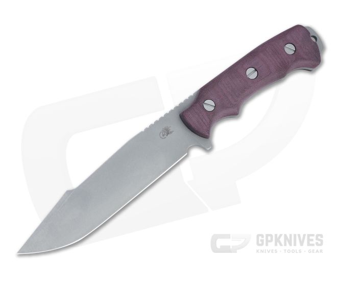 Hinderer Knives Fieldtac 6" Harpoon Spearpoint Working Finish Nitro-V Burgundy Micarta Fixed Blade 1271 - HK-1271